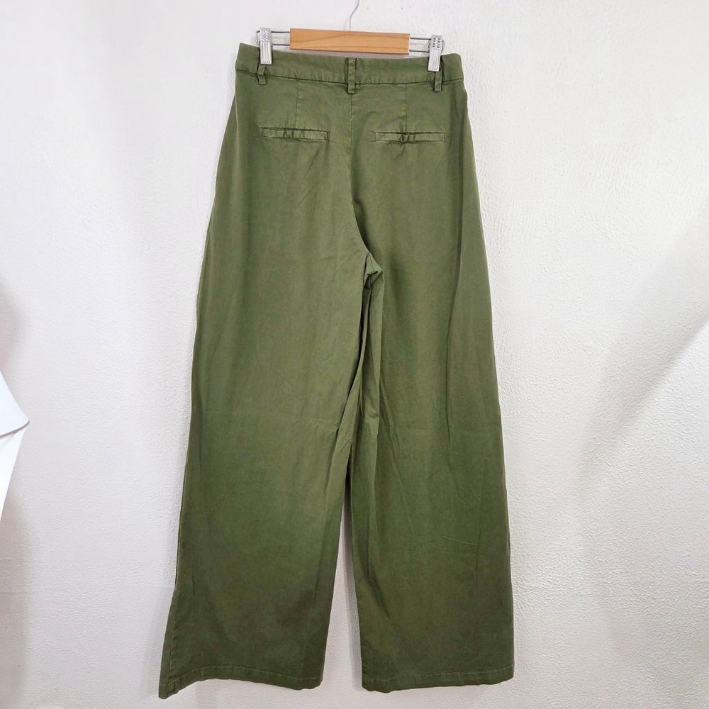 Nili Lotan Dillon Pleated Cotton Wide-Leg Pants clover green women's size 4 - Picture 4 of 7